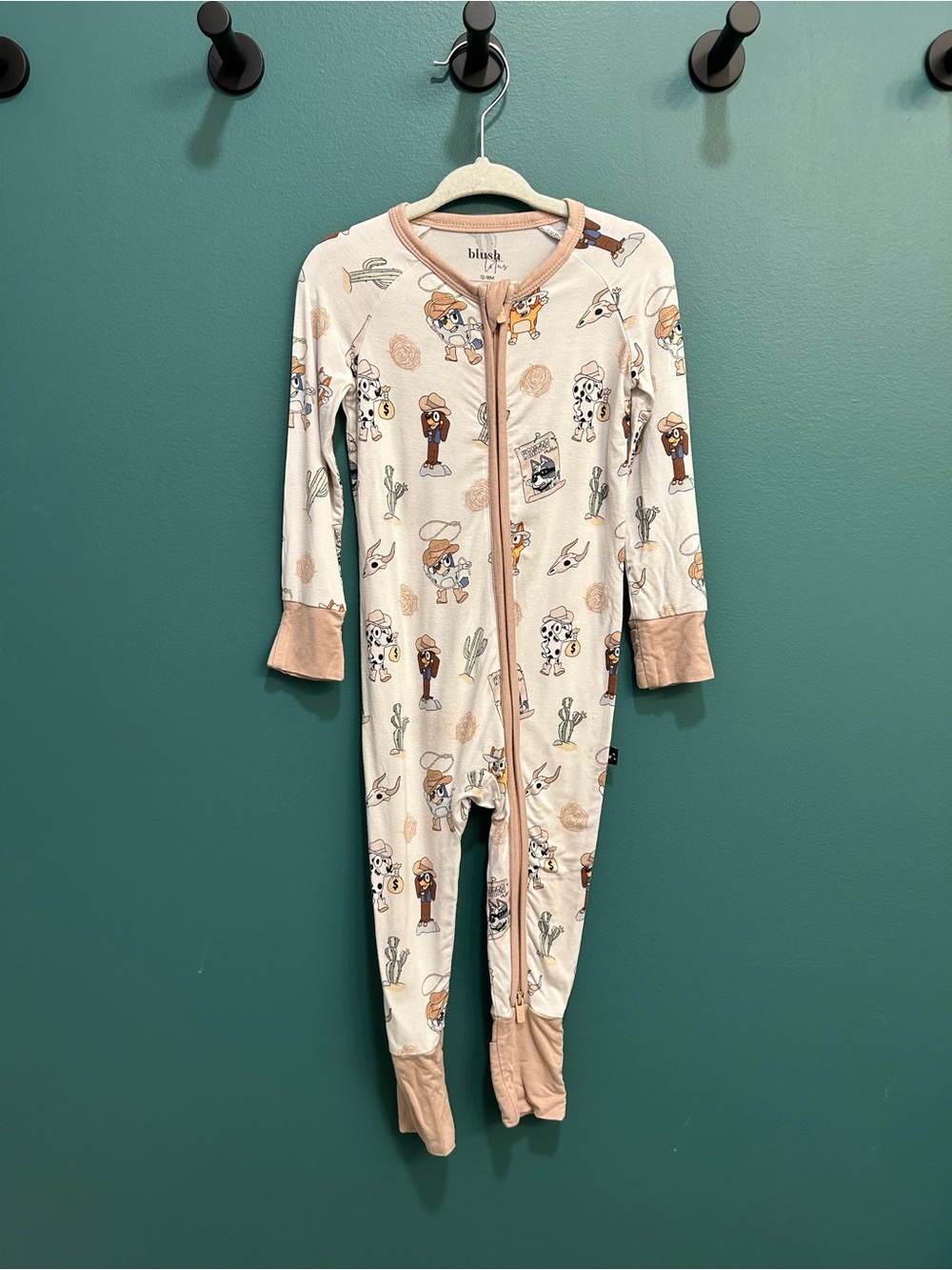 Western Bluey Blush Lotus Bamboo One-Piece Zipper Pajamas